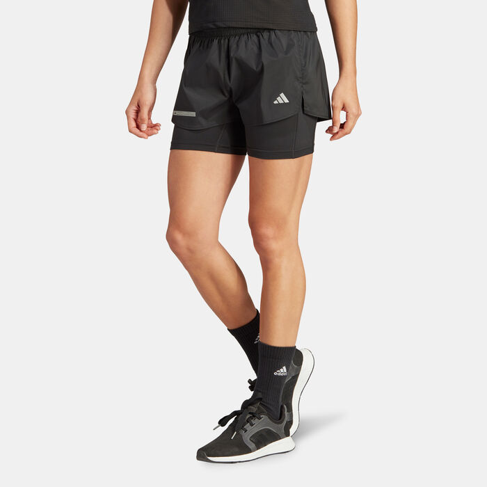 adidas Women's Ultimate 2-in-1 Running Shorts Black adidas Women's Ultimate 2-in-1 Running Shorts Black image number 0