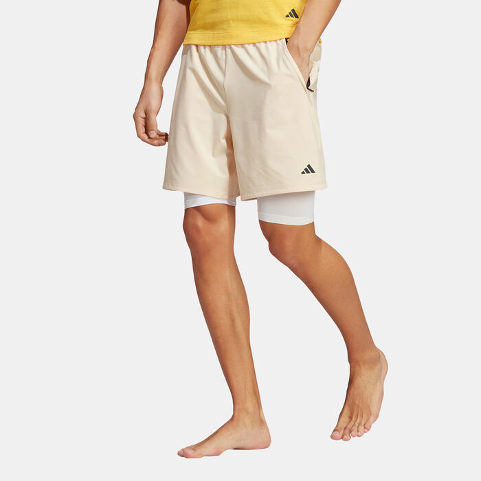 adidas Men's Yoga Training 2-in-1 Shorts Beige adidas Men's Yoga Training 2-in-1 Shorts Beige image number 0