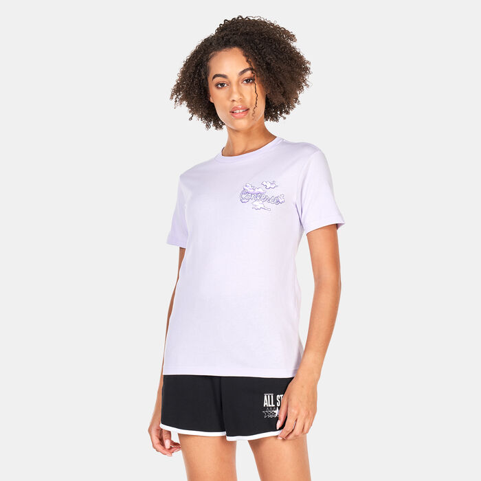 Converse Womens Seasonal Graphic Word Art T-Shirt Purple image number 0