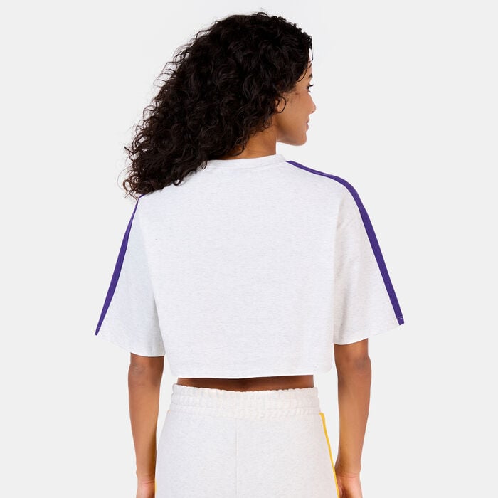 New Era Women's NBA Los Angeles Lakers Colourblock Crop Top Grey New Era Women's NBA Los Angeles Lakers Colourblock Crop Top Grey image number 1