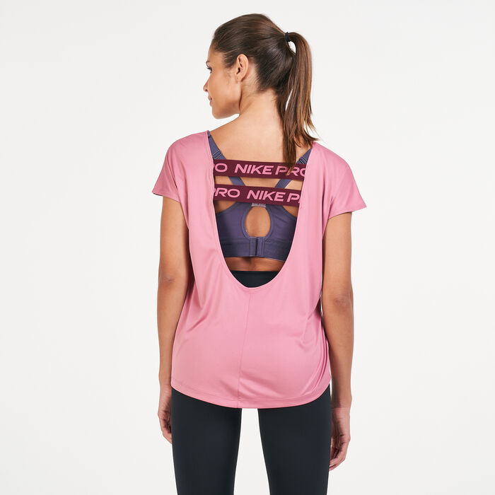 Nike Women's Pro Dri-FIT Essential Elastika T-Shirt Black Nike Women's Pro Dri-FIT Essential Elastika T-Shirt Black image number 1