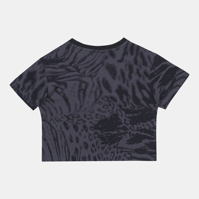 adidas Kids' Future Icons Hybrid Animal Print T-Shirt Grey