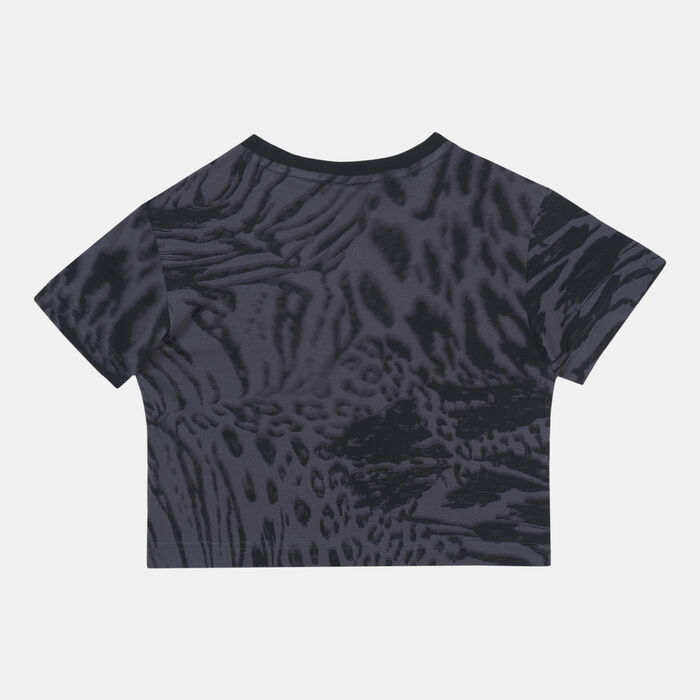 adidas Kids' Future Icons Hybrid Animal Print T-Shirt Grey adidas Kids' Future Icons Hybrid Animal Print T-Shirt Grey image number 1