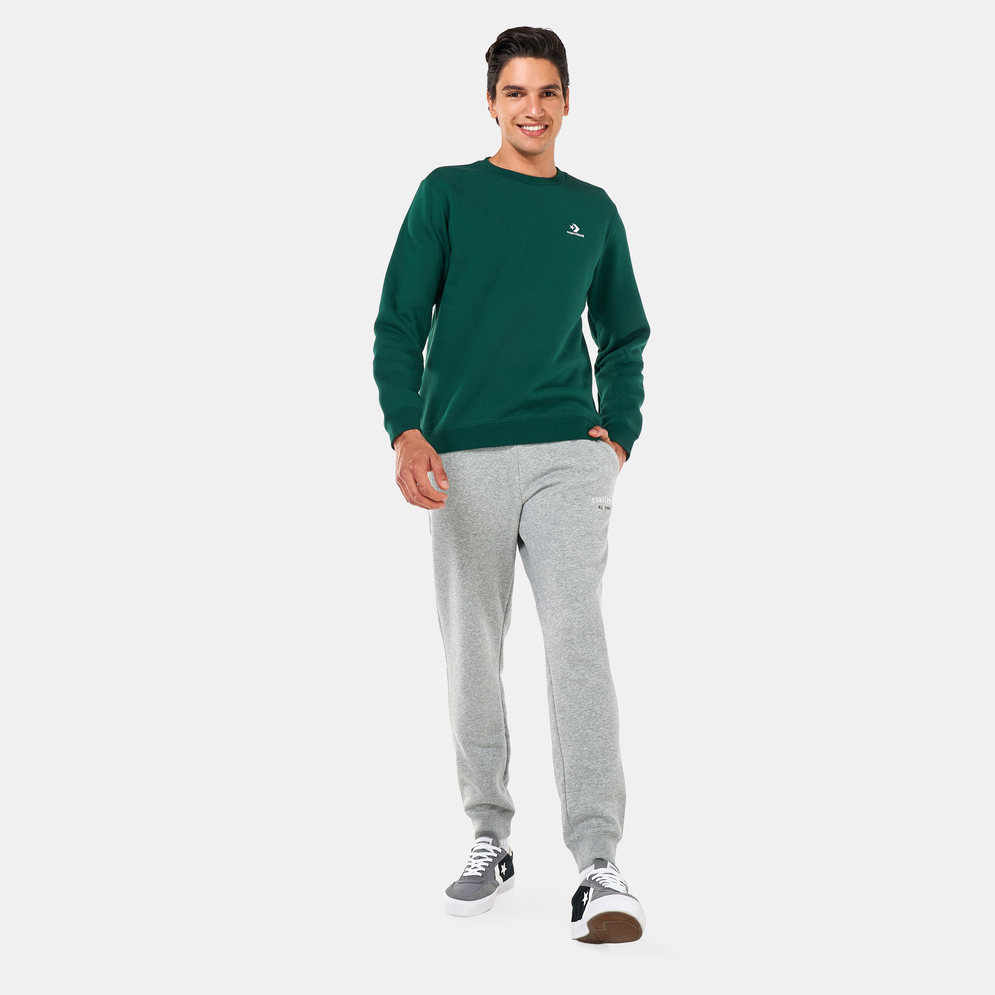 Buy Converse Star Chevron Embroidered Sweatshirt Green in KSA SSS