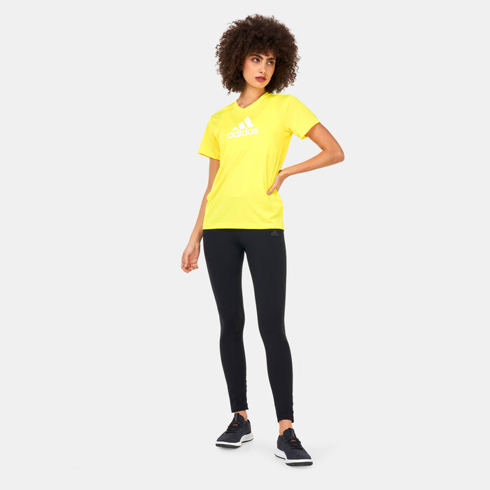 adidas Women's Primeblue Designed 2 Move Logo Sport T-Shirt yellow adidas Women's Primeblue Designed 2 Move Logo Sport T-Shirt yellow image number 2