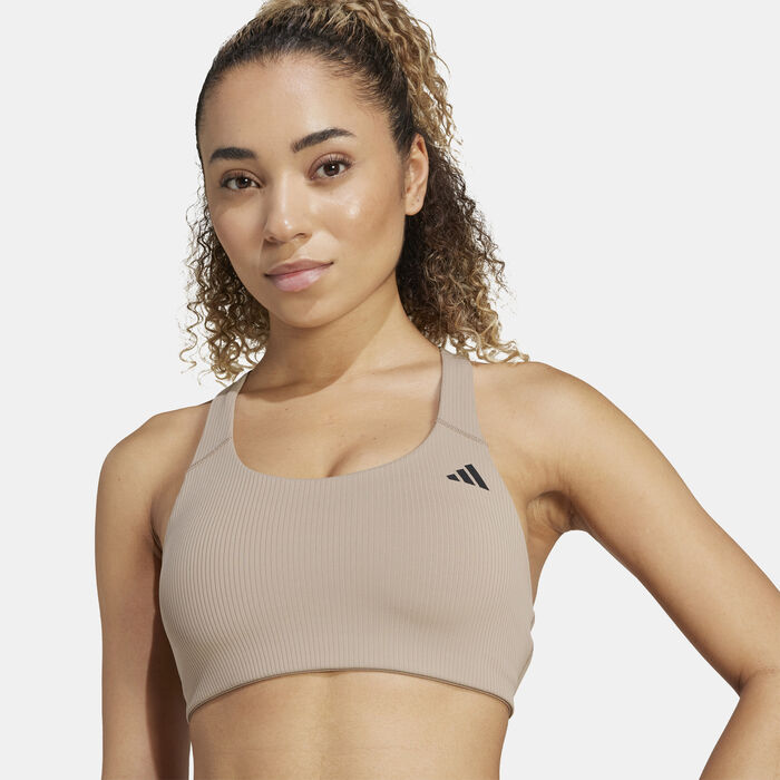 adidas Women's Powerimpact Medium-Support Training Sports Bra Brown adidas Women's Powerimpact Medium-Support Training Sports Bra Brown image number 4