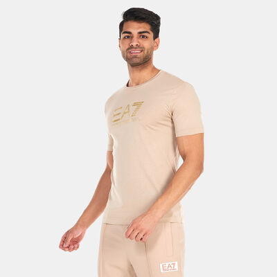 EA7 Emporio Armani Men's Big Logo Sand 7 Lines T-Shirt Beige