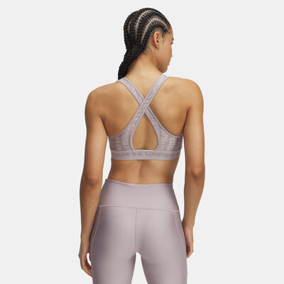 Under Armour Women's Armour Medium Support Printed Sports Bra Grey Under Armour Women's Armour Medium Support Printed Sports Bra Grey