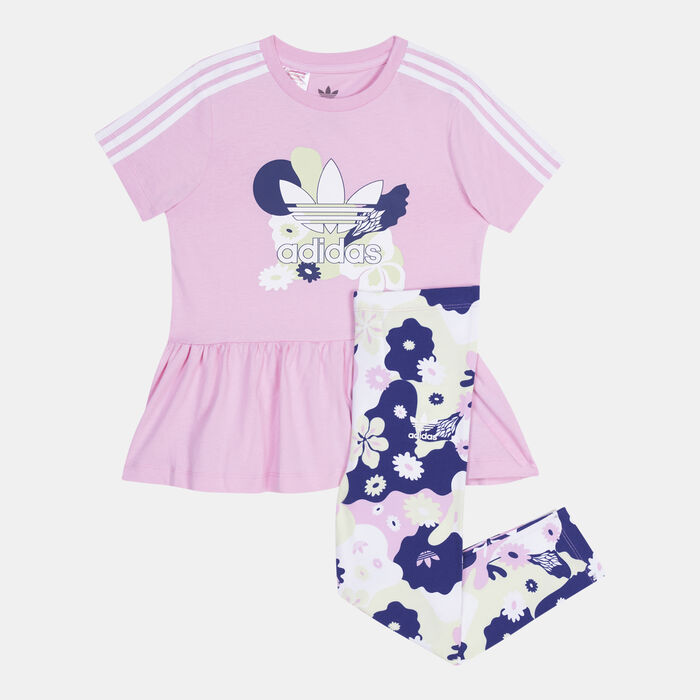 adidas Originals Kids' Flower Print Dress and Leggings Set Pink adidas Originals Kids' Flower Print Dress and Leggings Set Pink image number 0