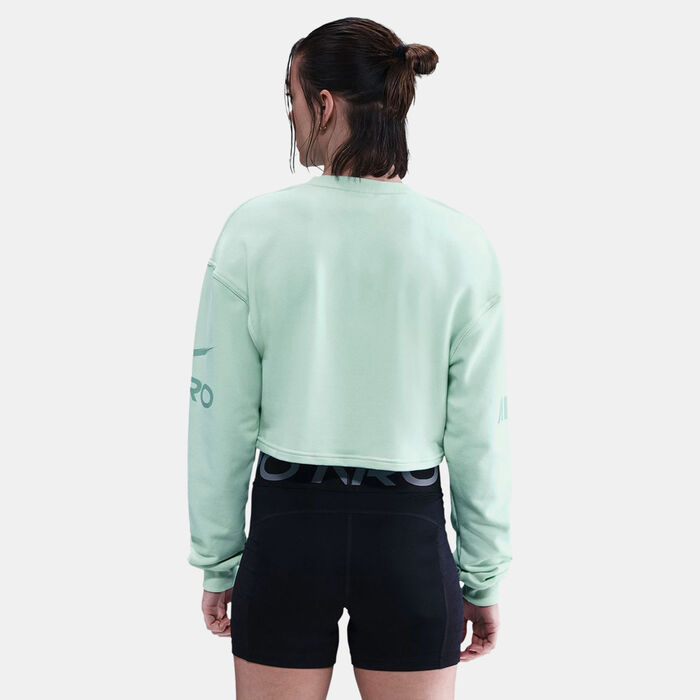 Nike Women's Pro Dri-FIT French Terry Sweatshirt Green image number 1