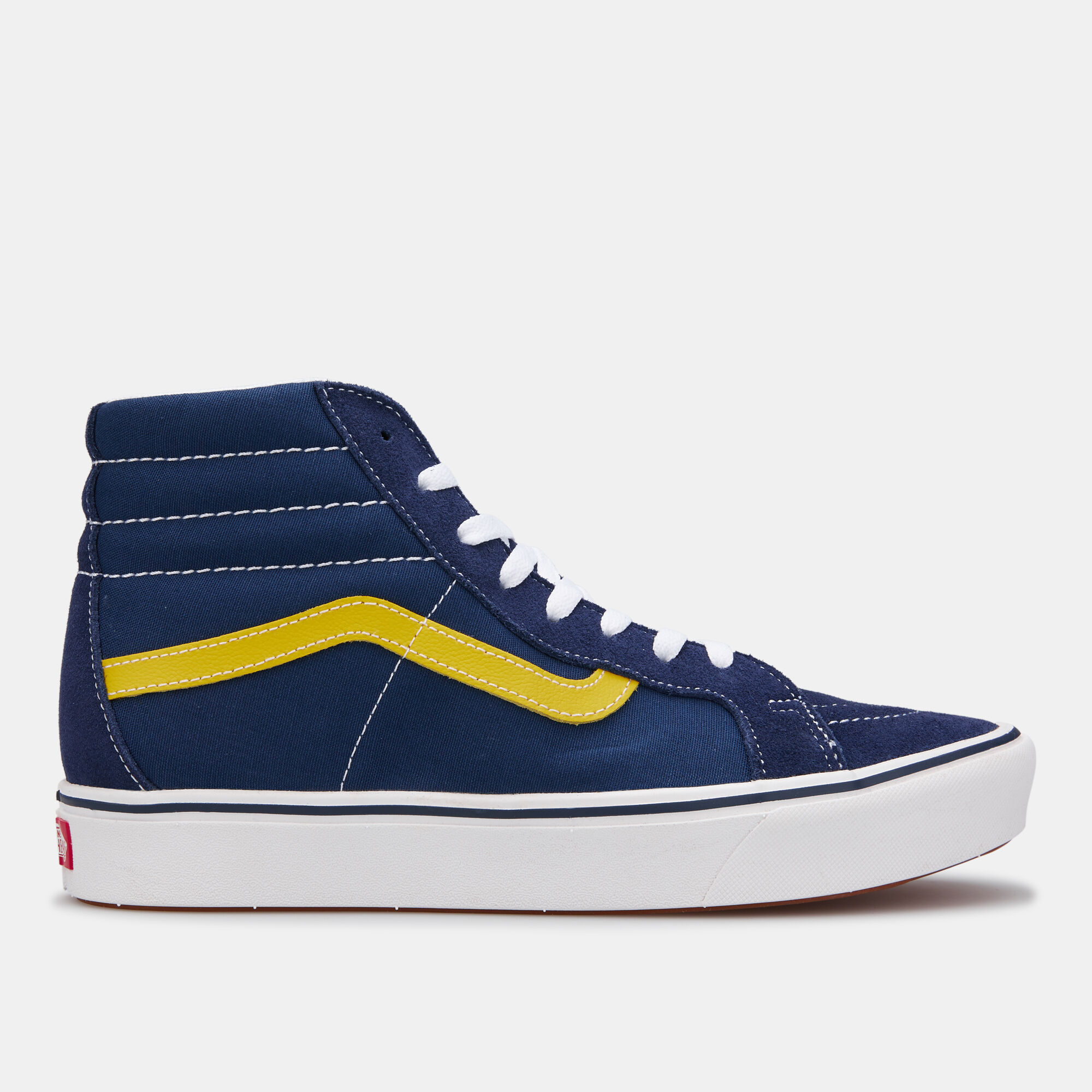 Blue and yellow high top vans clearance