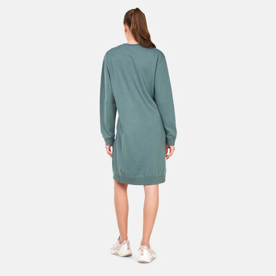 Timberland Women's Check-Logo Crewneck Dress Green