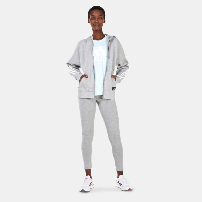 adidas Women's Sportswear Future Icons 3-Stripes Hooded Track Jacket Grey image number 2