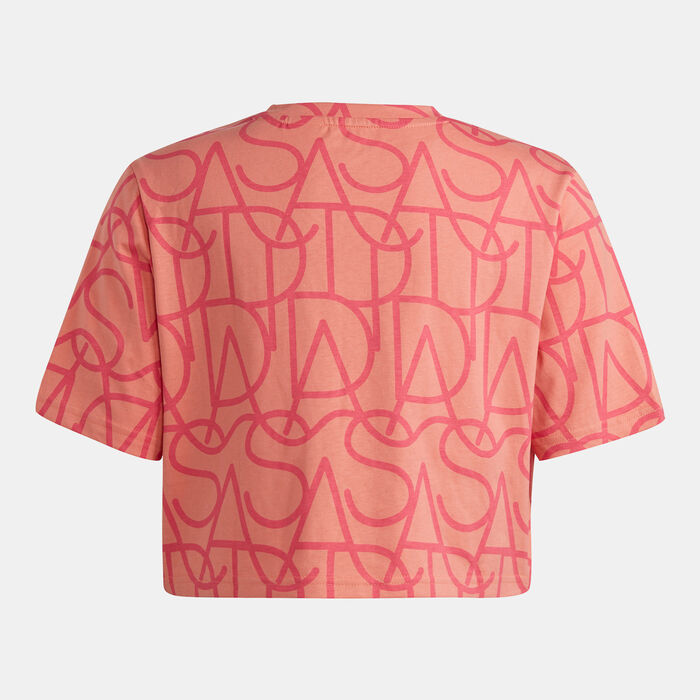 adidas Kids' Brand Love Print Crop Top Orange image number 1
