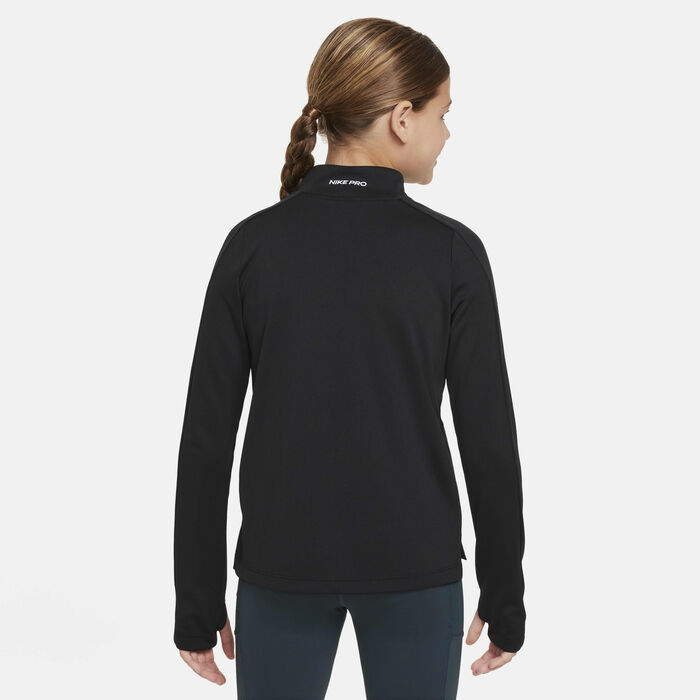 Nike Girls' Pro Dri-FIT 1/2-Zip Top Black Nike Girls' Pro Dri-FIT 1/2-Zip Top Black image number 1