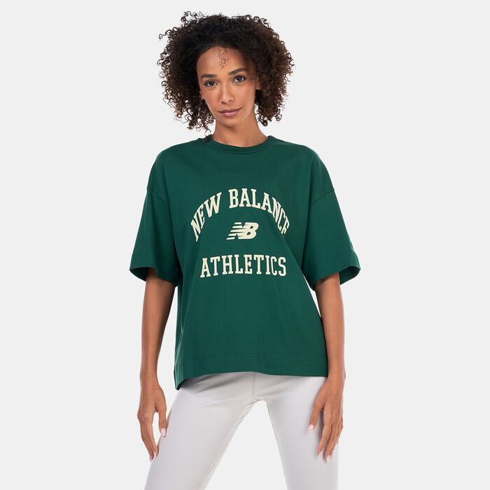 New Balance Women's Athletics Varsity Boxy T-Shirt Green New Balance Women's Athletics Varsity Boxy T-Shirt Green image number 0