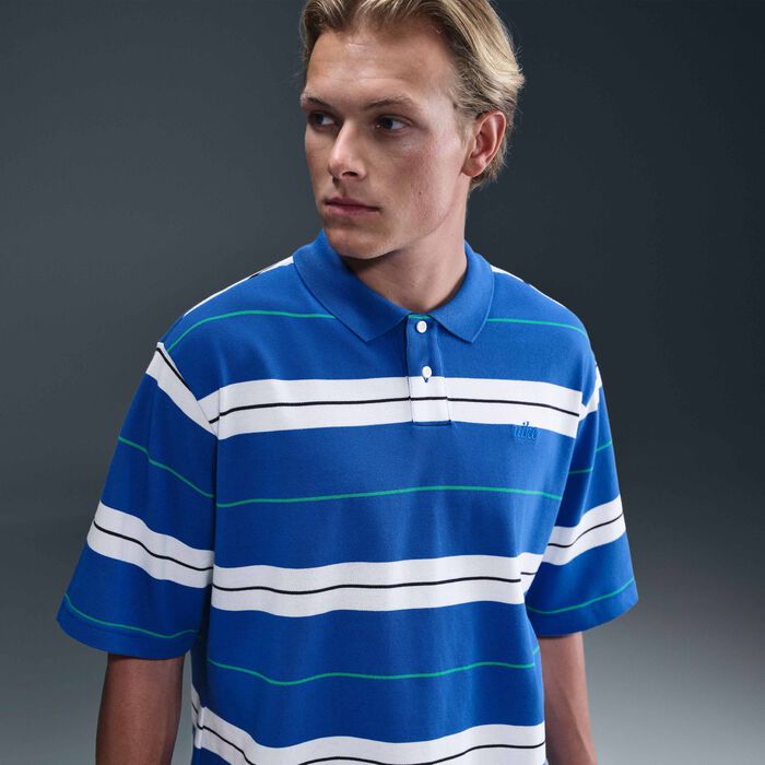Nike Men's Sportswear Club Striped Polo Shirt Blue Nike Men's Sportswear Club Striped Polo Shirt Blue image number 0