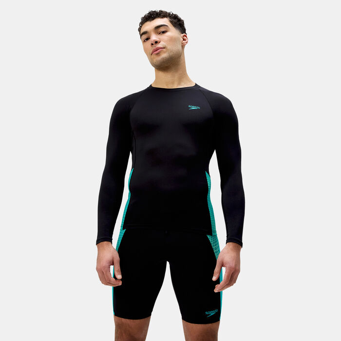 Speedo Men's Endurance+ Splice Swimming Rashguard Black Speedo Men's Endurance+ Splice Swimming Rashguard Black image number 0