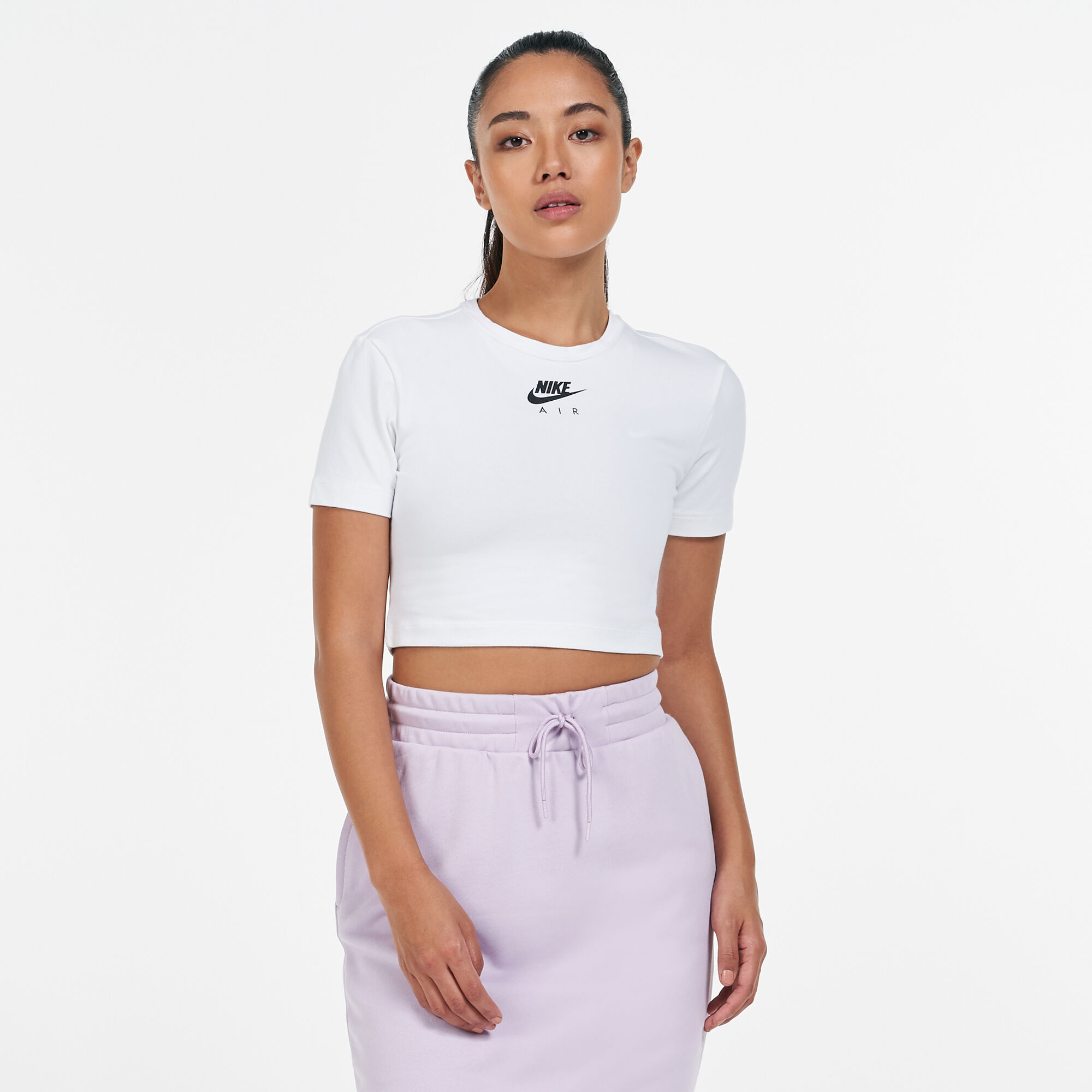 Nike white mini swoosh crop top outlet