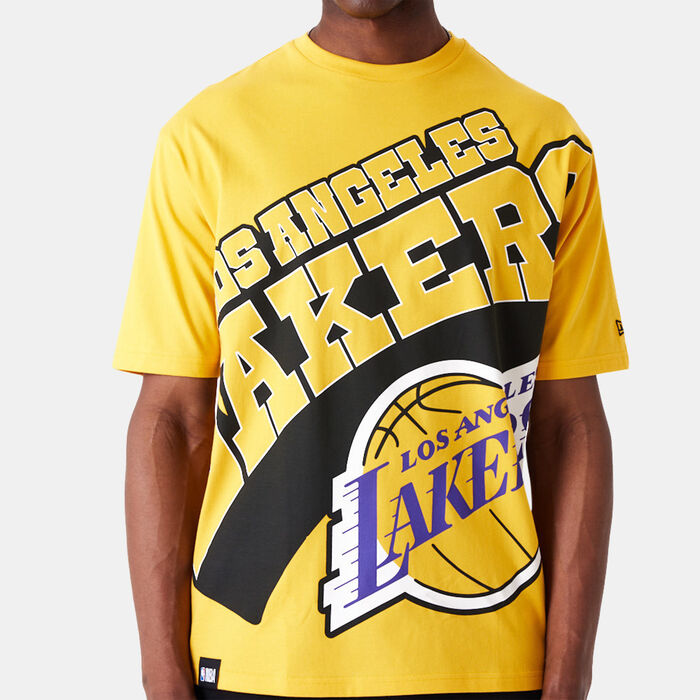 New Era Men's NBA Los Angeles Lakers Large Wordmark T-Shirt yellow New Era Men's NBA Los Angeles Lakers Large Wordmark T-Shirt yellow image number 2