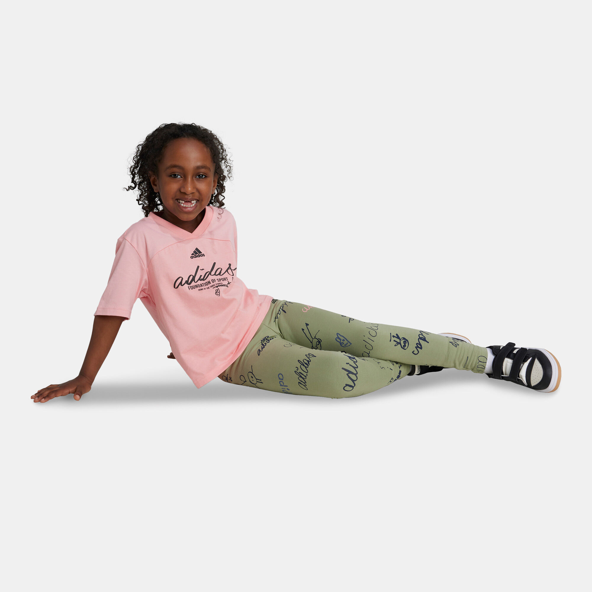Kids Brand Love T Shirt and Leggings Set Young Kids Pink adidas in KSA SSS