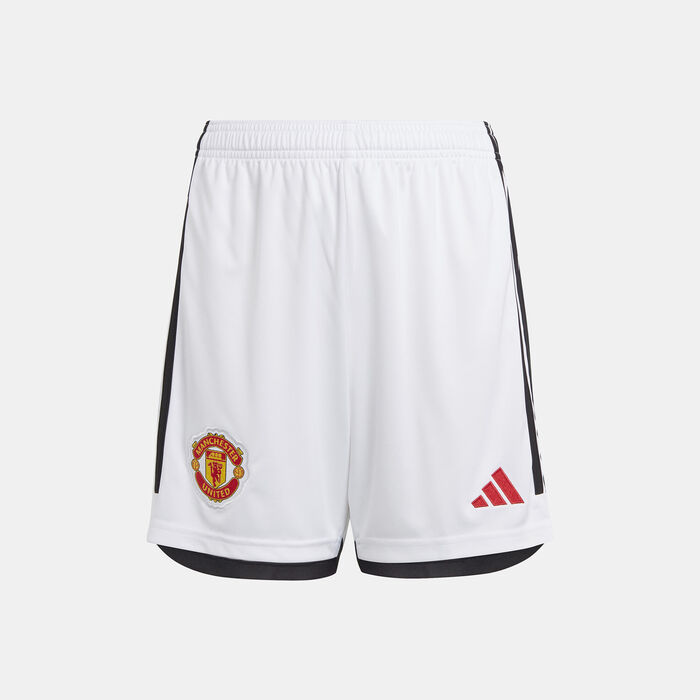 adidas Kids' Manchester United Home Shorts - 2023/24 White adidas Kids' Manchester United Home Shorts - 2023/24 White image number 0
