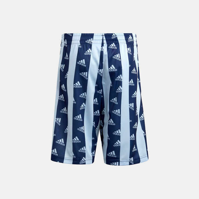 adidas Kids' Brand Love Allover Print Shorts Blue adidas Kids' Brand Love Allover Print Shorts Blue image number 1