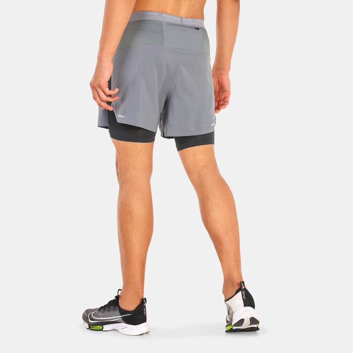 Nike Men's Dri-FIT Stride 5-inch 2-in-1 Running Shorts Grey image number 1