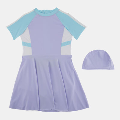 Sun and Sand Sports Kids' Swimming Dress with Cap Purple Sun and Sand Sports Kids' Swimming Dress with Cap Purple