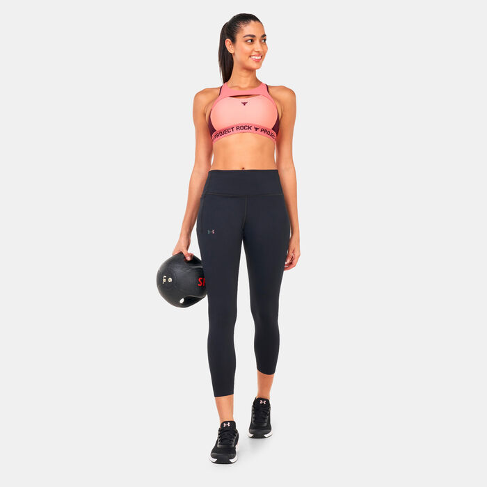 Under Armour Women's Project Rock Crossback Sports Bra Red Under Armour Women's Project Rock Crossback Sports Bra Red image number 2