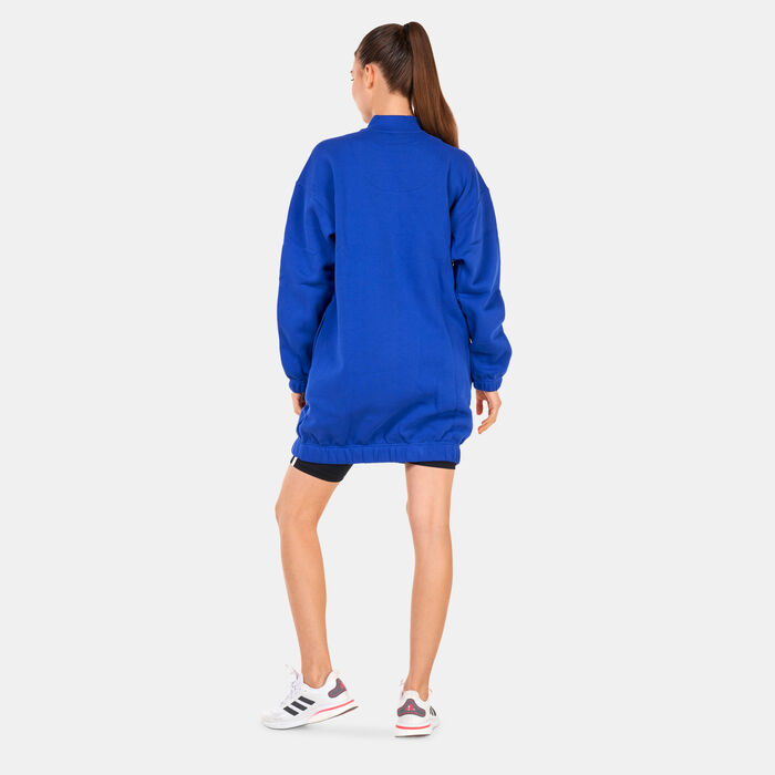 adidas Women's Half-Zip Sweater Dress Blue adidas Women's Half-Zip Sweater Dress Blue image number 1