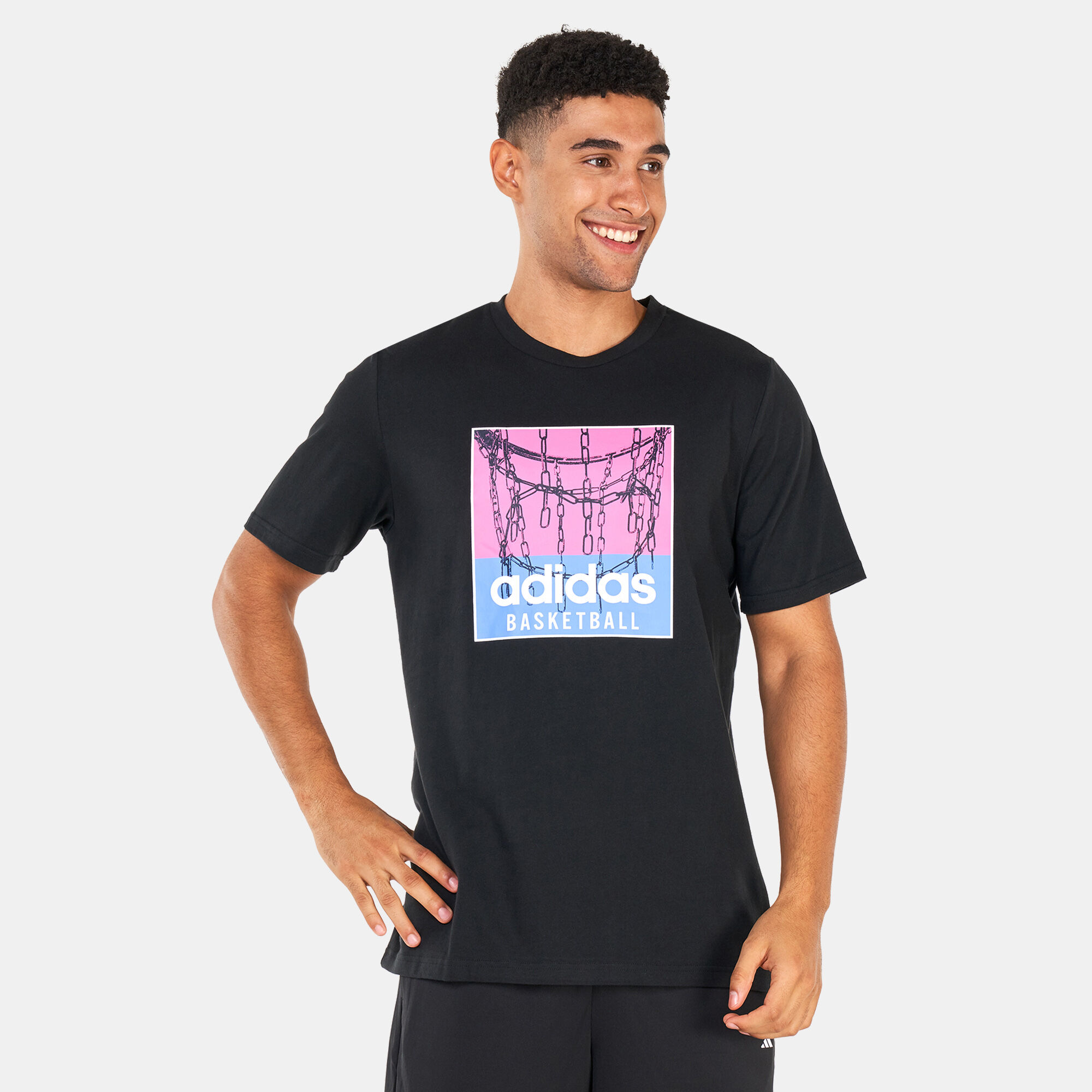 Men s Chain Net Basketball Graphic T Shirt Black adidas in KSA SSS