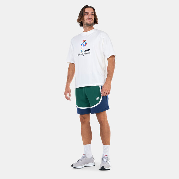 New Balance Men's Hoops Fleece Basketball Shorts Green New Balance Men's Hoops Fleece Basketball Shorts Green image number 2
