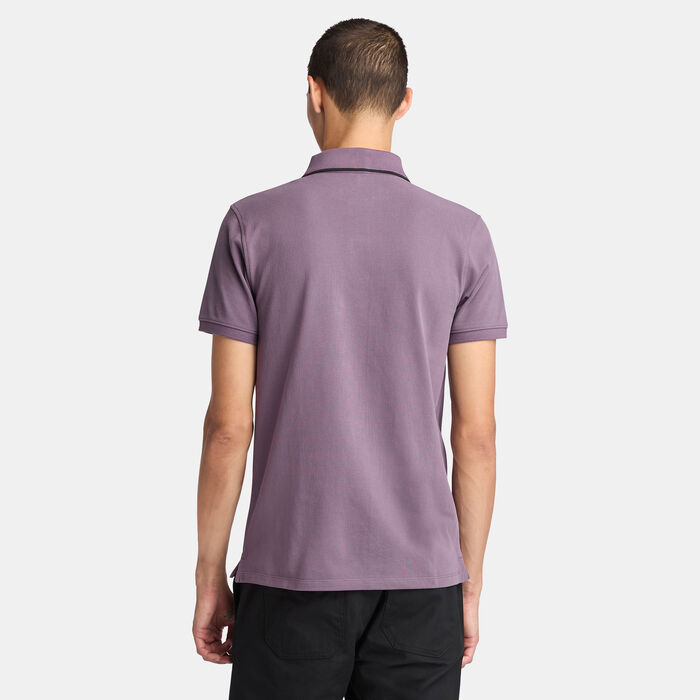 Timberland Men's Millers River Printed Neck Polo Shirt Purple image number 1
