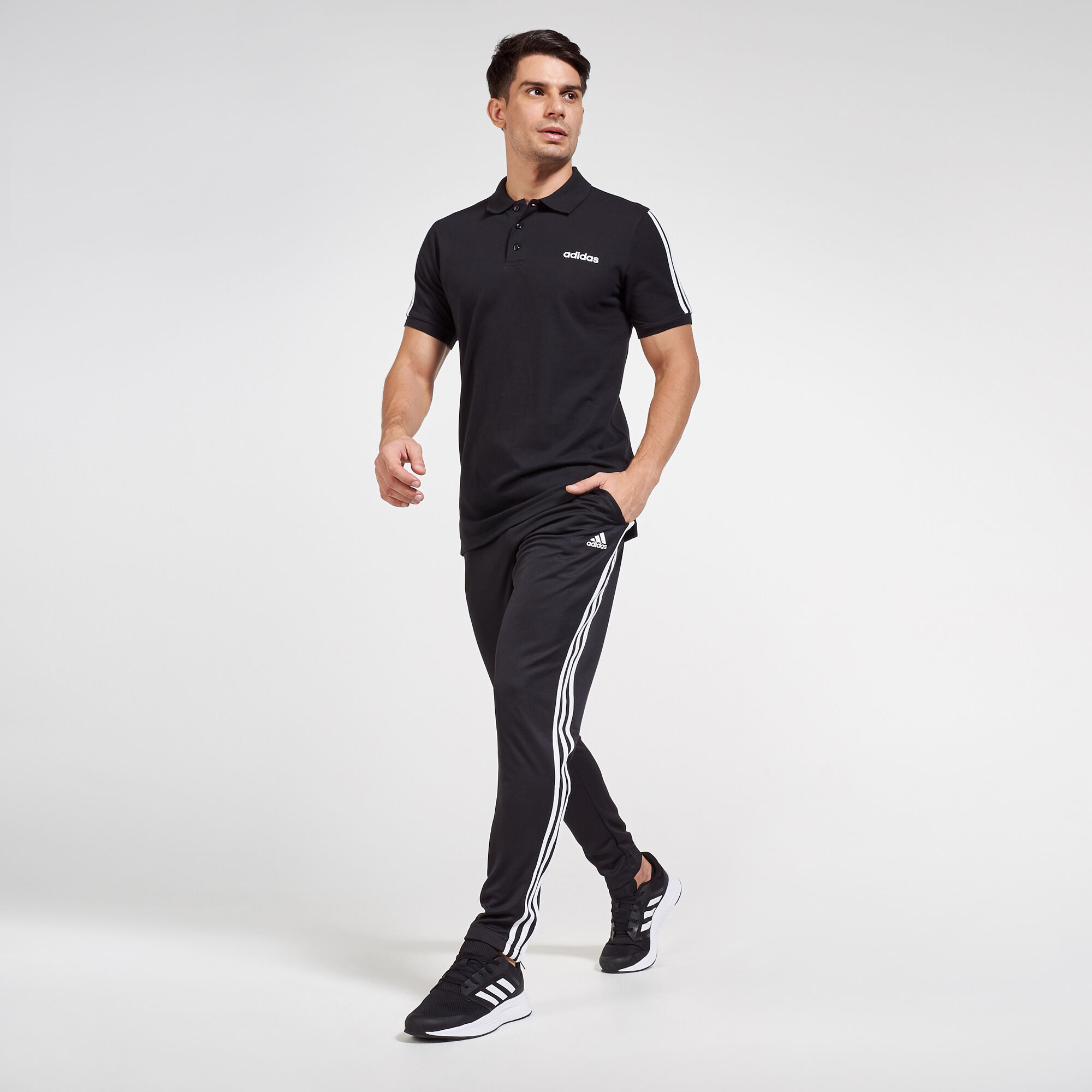 Adidas 3 stripe polo tracksuit mens hot sale