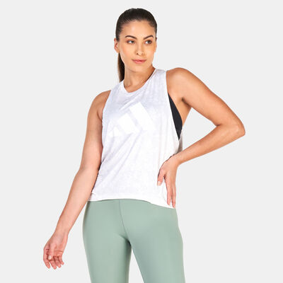 adidas Women's Train Icons Allover Print T-Shirt White