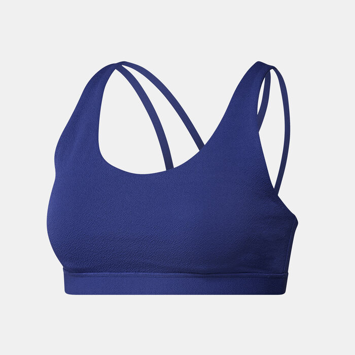 adidas Women's All Me Luxe Medium-Support Training Sports Bra Blue adidas Women's All Me Luxe Medium-Support Training Sports Bra Blue image number 0