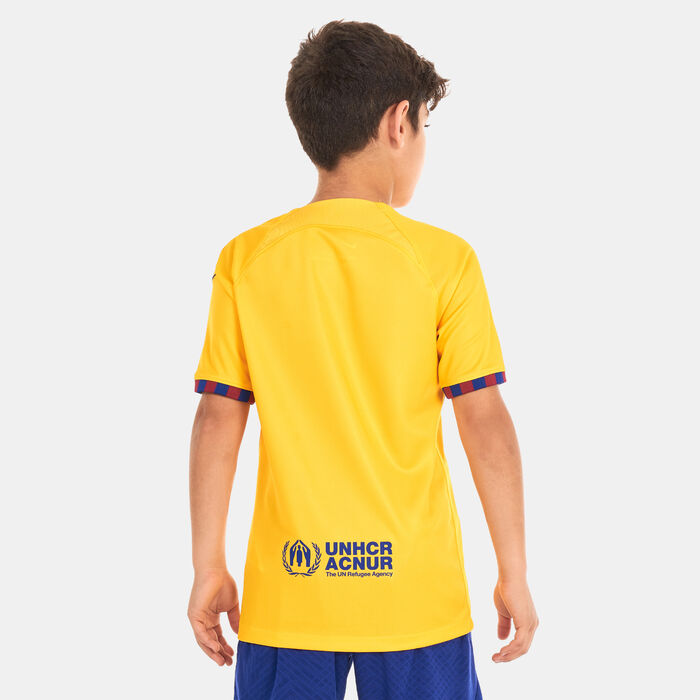 Nike Kids' F.C. Barcelona Dri-FIT Stadium 4th Jersey - 2022/23 yellow Nike Kids' F.C. Barcelona Dri-FIT Stadium 4th Jersey - 2022/23 yellow image number 1