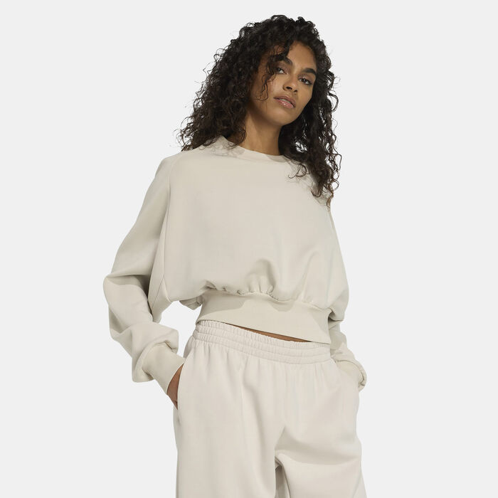 adidas Women's ALL SZN Soft Lux Sweatshirt Beige adidas Women's ALL SZN Soft Lux Sweatshirt Beige image number 2