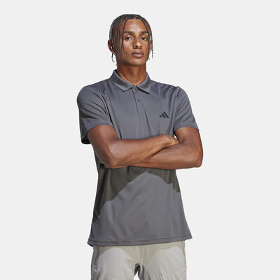 adidas Men's Train Essentials 3-Stripes Training Polo Shirt Grey adidas Men's Train Essentials 3-Stripes Training Polo Shirt Grey