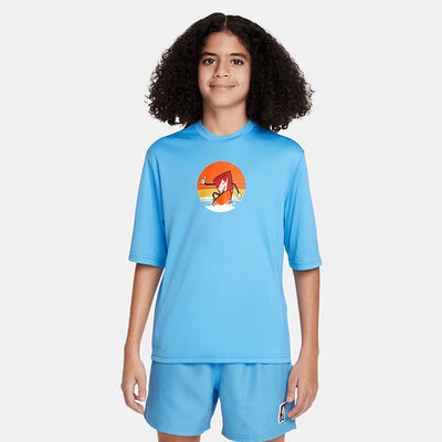 Nike Swim Kids' Logo Hydroguard Swimming T-Shirt Blue Nike Swim Kids' Logo Hydroguard Swimming T-Shirt Blue