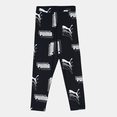 PUMA Kids' Power High-Waist 7/8 Allover Print Leggings Black