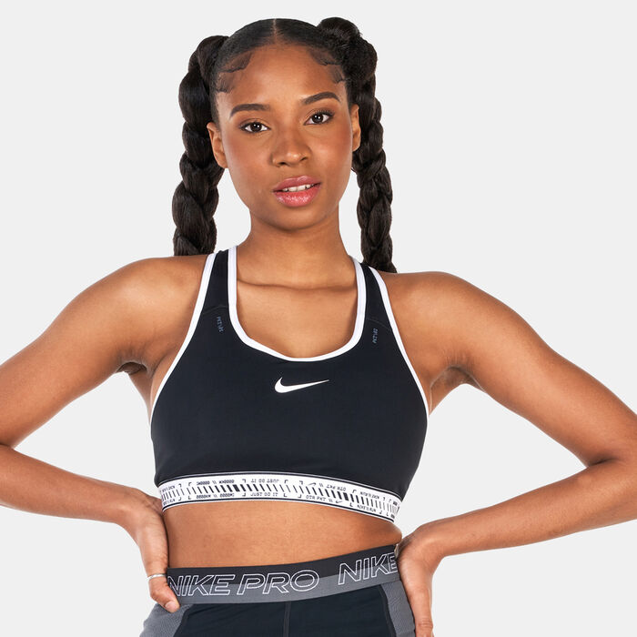 Nike Women's Swoosh On The Run Medium-Support Sports Bra Black image number 0