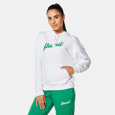 PUMA Women's ESS+ Script Hoodie White PUMA Women's ESS+ Script Hoodie White