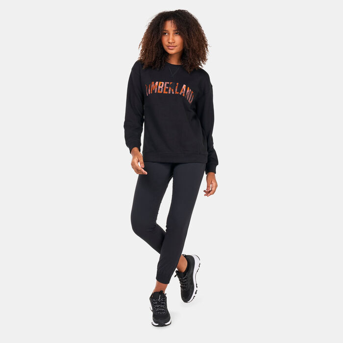 Timberland Women's Checkered Logo Sweatshirt Black Timberland Women's Checkered Logo Sweatshirt Black image number 2