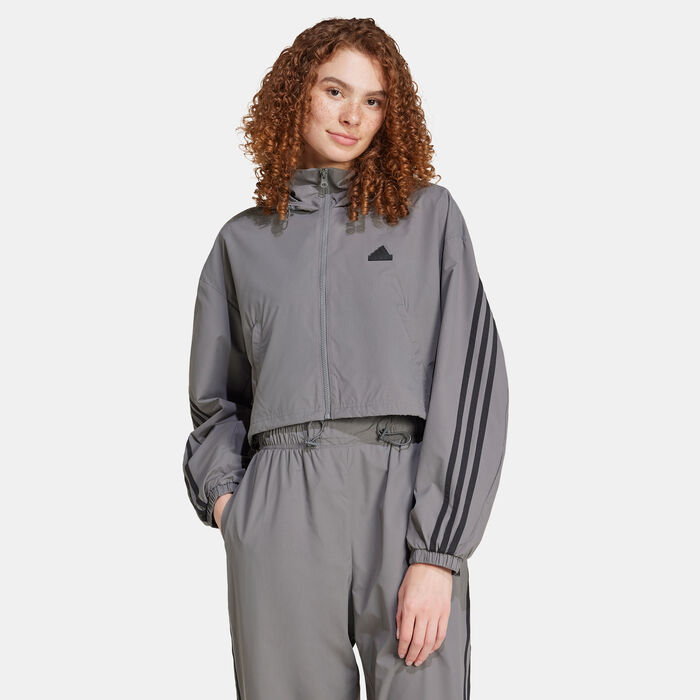 adidas Women's Future Icons 3-Stripes WIND.RDY Jacket Grey image number 0
