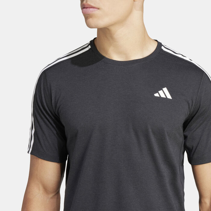 adidas Men's Own the Run 3-Stripes Running T-Shirt Black adidas Men's Own the Run 3-Stripes Running T-Shirt Black image number 3