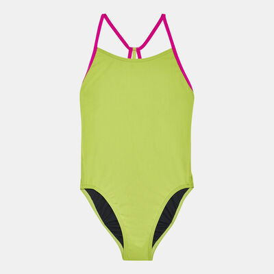 Speedo Kids' Lane Line Back Solid Swimsuit Green Speedo Kids' Lane Line Back Solid Swimsuit Green