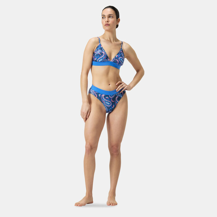 Speedo Womens Printed Banded Triangle 2-Piece Bikini Set Blue Speedo Womens Printed Banded Triangle 2-Piece Bikini Set Blue image number 2