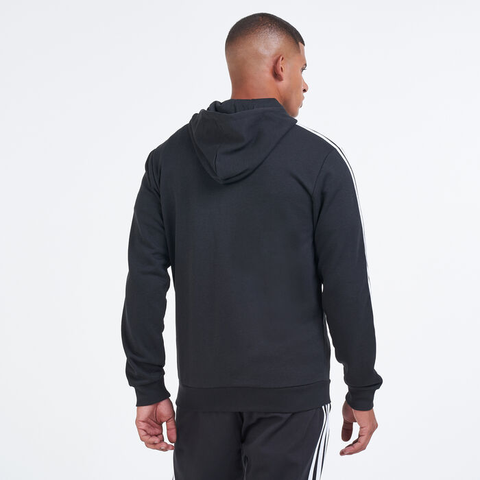 adidas Men's Essentials French Terry 3-Stripes Full-Zip Hoodie Black adidas Men's Essentials French Terry 3-Stripes Full-Zip Hoodie Black image number 1